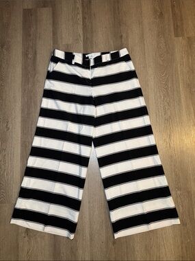 New York & Company Black and White Striped Wide Leg Pants